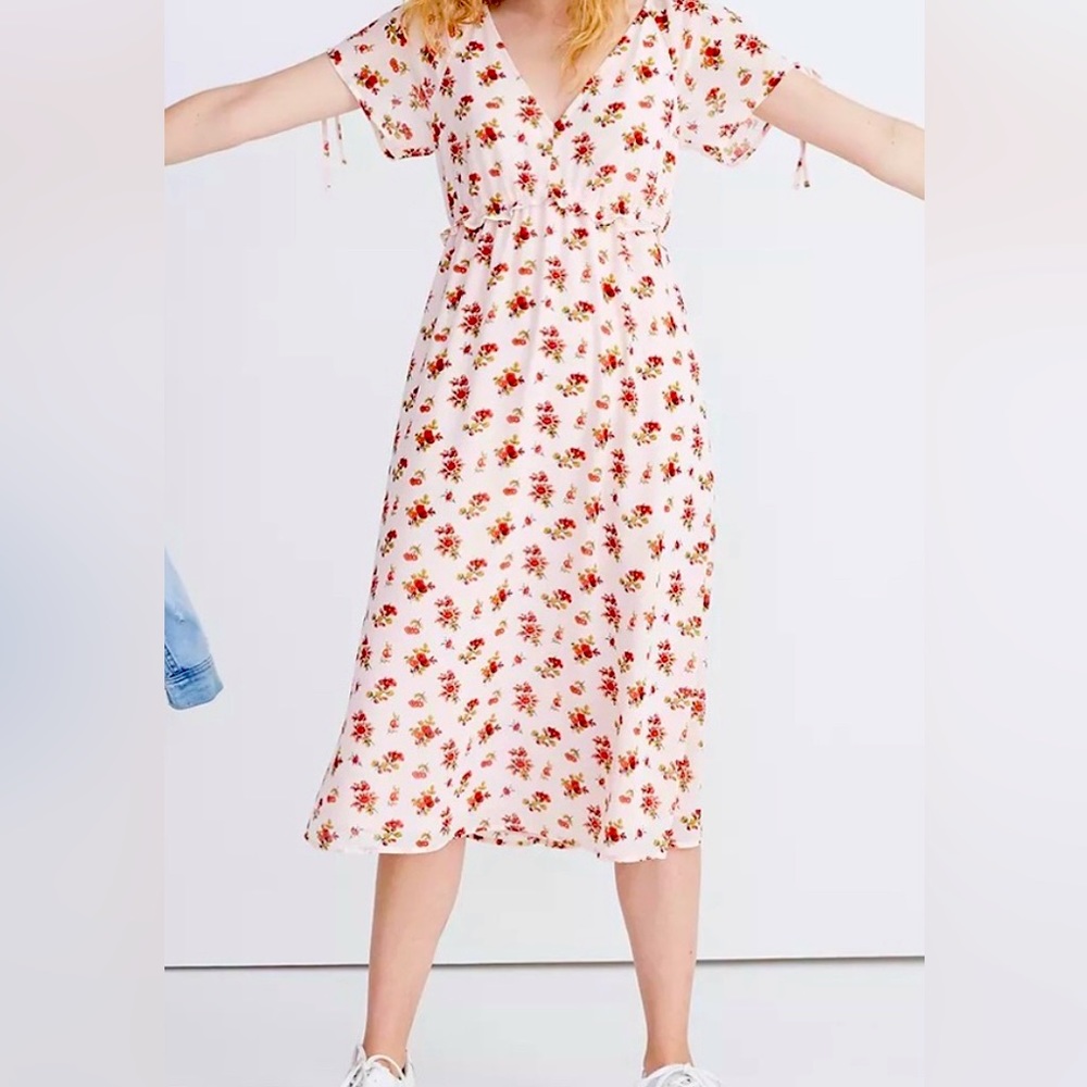 Madewell Pink Floral Midi Dress Size L